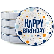 Exquisite 7 In. Blue Birthday Print Paper Plates - 50 Ct.